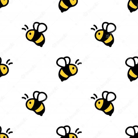 Bee Vector Illustration, Cartoon Bees Cute, Yellow Bee Wallpaper, Bee Drawing Simple Cute, Bumble Bee Doodle, Bee Drawing Simple, Bee Anime, Cute Bee Drawing, Cute Bee Illustration