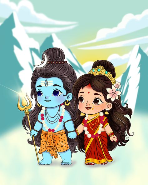 Shiv Parvati vector art Shiva Cartoon Wallpaper, Shiva Parvati Cartoon Images, Shiva Cute Wallpaper, Shiv Parvati Cute Wallpaper, Mahadev Parvati Photo, Shiv Parvati Illustration, Cute Shiva Images, Parvati Rangoli, Cute Shiv Parvati