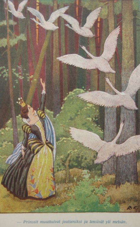 The Six Swans, Andersen's Fairy Tales, Swans Art, Fairy Tale Illustration, Fairytale Stories, Something Old Something New, Fairy Tale Books, Fairytale Illustration, Something Borrowed