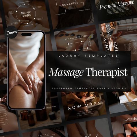 "Massage Instagram Template |  Massage Therapist Social Media Posts | Massage Therapy Instagram Template | Spa Instagram Posts | Massage Post Are you a passionate massage therapist looking to elevate your client experience and streamline your practice? Look no further! Introducing our Ultimate Massage Therapist Templates Bundle, a treasure trove of 100 professionally crafted templates tailored specifically for massage therapists like you. 💗 Instagram Massage Therapist Templates with matching In Massage Therapy Instagram, Therapist Social Media, Spa Instagram, Cohesive Instagram Feed, Massage Business, Spa Therapy, Hot Stone Massage, Massage Benefits, Medical Spa