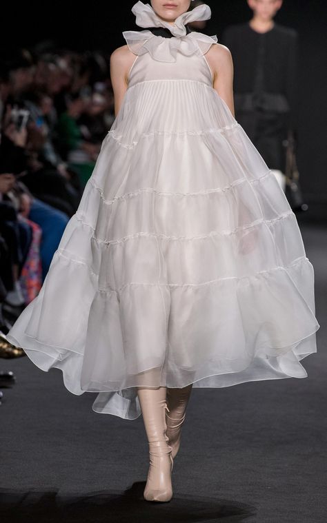 SILK ORGANZA / The Anti-Bride      Tiered Silk-Organza Halter Gown Moda Operandi Dress, Anti Bride, White Fits, Organza Gowns, Cecilie Bahnsen, Dresses Beautiful, Halter Gown, Silk Organza, Leather Boot