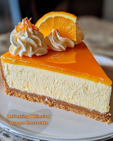 Recipes by Clare Orange Cheesecake Recipes, Orange Cheesecake, Chocolate Cherry Cookies, Strawberry Cheesecake Recipe, Swirl Cheesecake, Orange Food Coloring, Vanilla Cheesecake, Boston Cream Pie, Beautiful Cake Designs