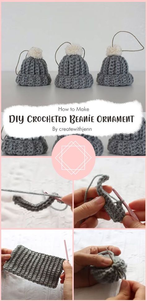 Beanie Ornament, Winter Hat Pattern, Crochet Christmas Ornaments Free Pattern, Yarns Ornaments, Crochet Beanie Pattern Free, Crochet Christmas Ornaments Free, Crocheted Beanie, Crochet Ornament Patterns, Knitting Patterns Free Beginner