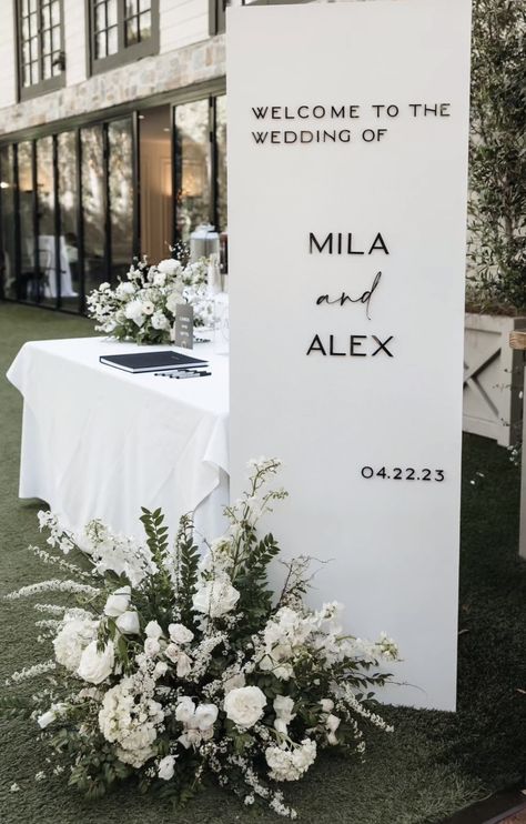 Wedding Signage, Guest Book, Flowers, White