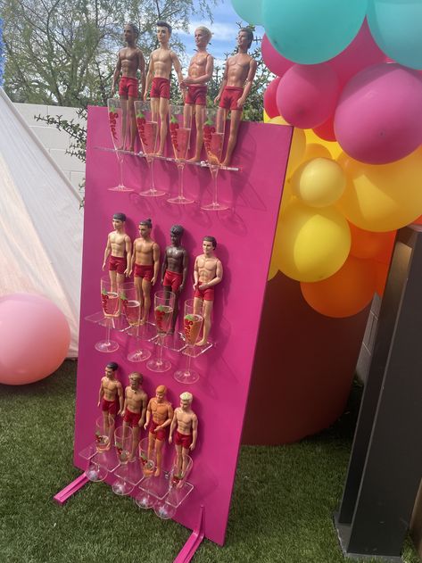 Ken doll champagne wall! Come on Barbie, let’s Bach Party! All Barbie Variations come with a life-size Barbie Box. (Scottsdale Bachelorette party ideas, scottsdale bach, things to do in scottsdale, bachelorette party, life size barbie box, barbie bachelorette box, barbie bachelorette party ideas, things to do in scottsdale, pink barbie box, pink barbie party theme, barbie party, arizona barbie box party, bachelorette decorations.) Barbie Champagne Wall, 50th Barbie Party, Barbie 30th Birthday Party Outfit, Ken Barbie Party Ideas, Grownup Barbie Party, Barbie Theme Hotel Party, Malibu Barbie Balloon Arch, Barbiecore Party Decor, Barbie Women Party