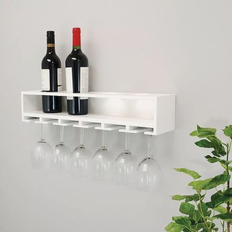 Wine Bottle Fence, Wine Bottle And Glass Holder, Wine Bottle Glass Holder, Wine Bar Design, Home Wine Bar, Wine Glass Shelf, Console Table Modern, Kitchen Wine Rack, Diy Home Bar