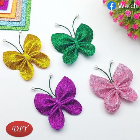 DIY: How to Make Foami Butterfly Easy And Quick to Do 🌺😍🦋 | foam, butterfly | Watch how to make glitter foam butterfly step by step. DIY easy and quick butterfly in 3 minutes #manualidades #homedecor | By Creative Art & Craft Ideas | Facebook Foam Butterfly, Butterfly Step By Step, Art Craft Ideas, Foam Sheet Crafts, How To Make Glitter, Butterfly Watch, Foam Sheets, 3d Butterflies, Foam Crafts