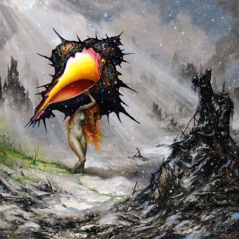 Artwork by Esao Andrews for Circa Survive's 'The Amulet' album Circa Survive, Red Portrait, Anthony Green, Sea Queen, Alt Rock, Post Rock, Music Cds, White Horses, Lp Albums