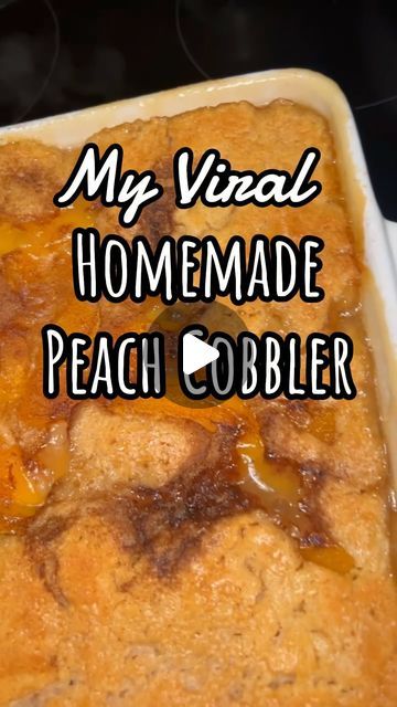 Britney | My Most Viral Recipe | Easy Homemade Peach Cobbler 🍑🥧🤤   #PeachCobbler #Homemade #HomemadePeachCobbler #viral #viralrecipes #sogood #foryou... | Instagram Easy Homemade Peach Cobbler, Desserts Cobbler, Homemade Apple Cobbler, Canned Peach Cobbler Recipe, Old Fashioned Peach Cobbler, Homemade Peach Cobbler, Cobbler Easy, Easy Peach Cobbler Recipe, Easy Peach Cobbler