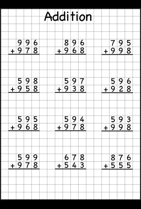 addition with regrouping worksheets...I LOVE that they are on grid paper. This really helps kids keep everything in line!!! Great for review and is available at different grade level abilities! 2 Digit Addition With Carry Over, Math Addition Worksheets 3rd Grade, 2digit Addition With Regrouping, 2 And 3 Digit Addition With Regrouping, 2 Digit Addition Worksheets For Grade 1, Addition With Carrying Worksheets, Addition Two Digits Worksheet, 2nd Grade Math Worksheets Free Printable, 2digit Addition