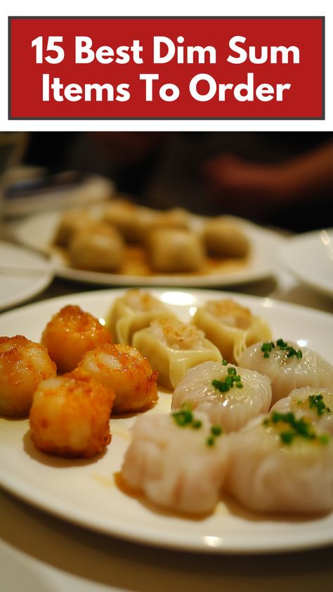 A plate of popular dim sum items including shrimp shumai, pork buns, taro puffs, and turnip cakes, showcasing a variety of delicious bites to enjoy at your next meal. Dim Sum Vegetables, Shrimp Shumai, Dim Sum Party, Turnip Cake, Dim Sum Recipes, Unique Dishes, Bao Buns, Sweet Buns, Pork Buns