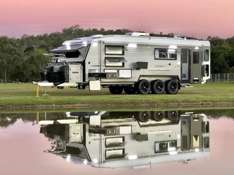 Kedron Caravans Unveils Amazing Tri-axle Caravan - Video - Time to Roam Jeep Camping, Off Road Caravan, Off Road Camping, Luxury Caravans, Cool Rvs, Luxury Campers, Diy Camper Trailer, Off Road Camper Trailer, Slide In Camper