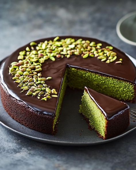 Caramel Ganache, Cake With Chocolate Ganache, Flourless Cake, Ganache Recipe, Pistachio Cake, Fruity Desserts, Salted Chocolate, Healthy Cake, Dessert Lover