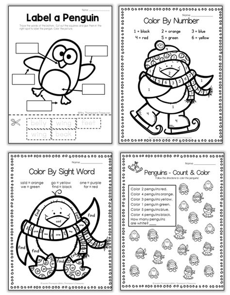 pp1 Penguins Kindergarten, Penguin Worksheets, Preschool Planner, Arctic Animals Preschool, 100s Chart, Worksheet Math, Gingerbread Unit, Penguin Activities, Gingerbread Man Activities