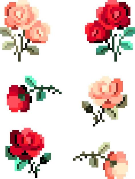 Rose Pixel Art, Pixel Rose, Pixel Art Minecraft, Motif Acnl, Modele Pixel Art, Piskel Art, Photo Rose, Pixel Art Tutorial, Arte 8 Bits