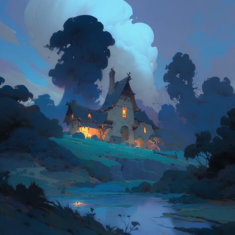 ArtStation - 082 Environment Painting, Landscape Concept, Book Illustration Art, Fantasy Setting, Concept Art Drawing, Digital Painting Tutorials, Fantasy Art Landscapes, Fantasy Concept Art, Night Art