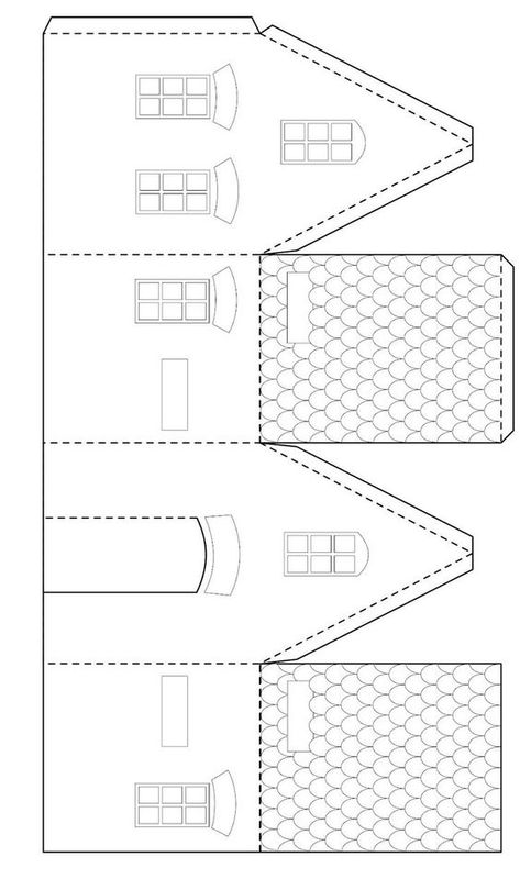 Puts House Patterns, Christmas House Paper Template, Up House Printable Template, Christmas House Printable, Putz House Template, Paper House Template Printables Free Pdf, Paper Houses Template, Ginger Bread House Template Printable, House Template Printable For Kids