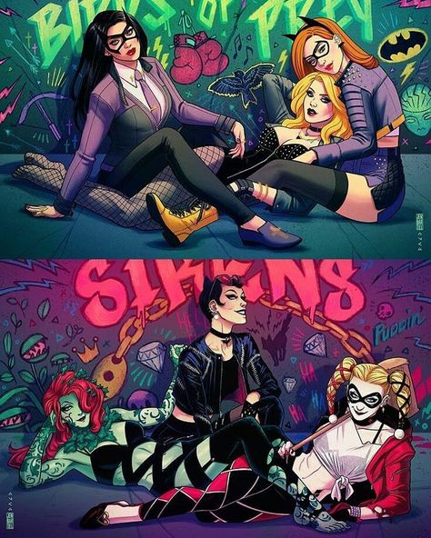 Birds of Prey vs Gotham Sirens? Catwoman Arkham City, Huntress Dc, Dc Catwoman, Gotham Comics, Joker Y Harley Quinn, Batman Harley Quinn, Batman Villains, Halloween Group, Gotham Girls