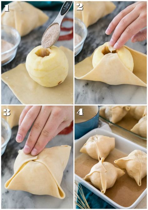 Dough For Apple Dumplings, Pillsbury Apple Dumplings, Thing To Make With Apples, Baked Apples Dumplings, Baked Apples With Pie Crust, Apple Dumpling Crust Recipe, Apple Dumplings For Two, Easy Apple Dumpling Recipe, Pie Crust Apple Dumplings