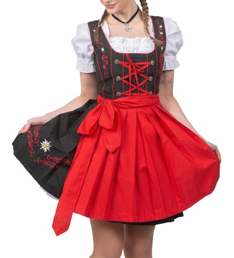 PRICES MAY VARY. 3-PIECE OUTFIT: You Will Receive The Complete Set - Dirndl, Apron And Crop Top. Wear All 3 Pieces For An Authentic German Bavarian Trachten Look Or Separately To Create Your Own Customized Oktoberfest Waitress Hostess Party Dress. Would Also Be Great To Wear To A Holiday, Christmas, Renaissance or Halloween Party. EMBROIDERY DETAILING: This beautiful dirndl dress features unique embroidered Edelweiss flower detailing for added authenticity and style. Additional backing is added White Blouse Crop Top, Oktoberfest Germany, German Dress Dirndl, German Costume, German Oktoberfest, German Outfit, Edelweiss Flower, Oktoberfest Outfit, Women's Outfit Sets