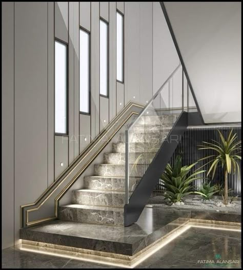 Staircase Landscape Design, Modern Livingrooms, درج السلم, Staircase Interior Design, Modern Stair Railing, Luxury Staircase, Staircase Design Modern, Stairs Design Interior, Stairs Design Modern