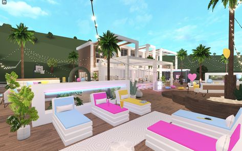 Bloxburg custom love island build Love Island Bloxburg, Sims Love, Blocksburg Room Ideas￼, Ariana Grande Drawings, Island Villa, Sims Building, Island House, Girl House, Design Your Dream House