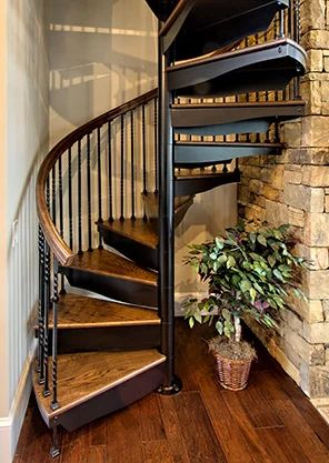 Compact Stairs For Small Spaces | Paragon Stairs Stairs For Small Spaces, Compact Staircase, Compact Stairs, Small Space Staircase, Space Saving Staircase, Small Staircase, Circular Stairs, Finished Attic, Stairs Design Interior