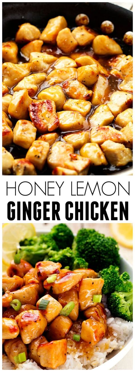 Honey Lemon Ginger Chicken - Light and ready in under 30 minutes! The flavor is out of this world good! Lemon Ginger Chicken, Thai Basil Chicken, Cajun Chicken Pasta Creamy, Chicken Parmesan Pasta, Slow Cooker Pasta, Ginger Chicken, Almond Meal, Cajun Chicken Pasta, Southern Fried Chicken