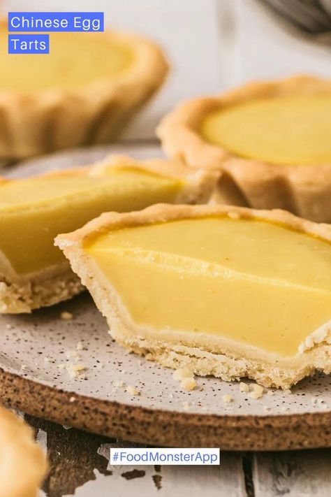 Chinese Egg Tart, Egg Tart Recipe, Chinese Bakery, Food Monster, Vegan Pie Crust, Lentil Loaf, Vegan Chinese, Chinese Egg, Vegan Egg