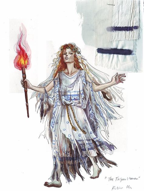 costume design - Cassandra, Trojan Women Cassandra Greek Mythology, Strong Female Characters Art, Trojan Women, Greek Mythology Art, Theatre Life, Character Study, Mythology Art, Ancient Cultures, Women's Costumes