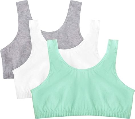 When it comes to sports or working out, you need the support offered by these tank-style Fruit of the Loom sport bras. They are constructed of a comfortable, two-ply cotton lycra spandex. Available as a 3-pack, these Fruit of the Loom style 9012 bras create a smooth appearance under your clothes and come in various sizes and colors. Wide Strap Bra, Cotton Sports Bra, Sport Bras, Bra Tank, Cotton Pullover, Bra Styles, Everyday Wardrobe, Fruit Of The Loom, The Loom