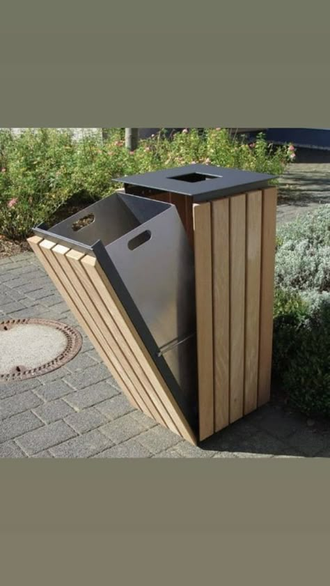 Tempat Sampah Outdoor, Outdoor Trash Cans, Litter Bin, Clothing Store Interior, Trash Containers, Outdoor Living Design, Architecture Model House, Cabinetry Design, House Plants Decor