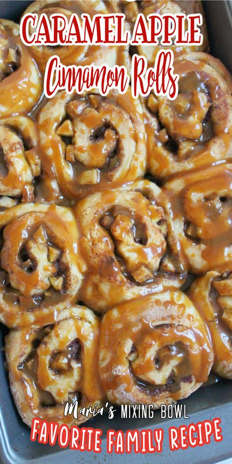 Caramel Apple Cinnamon Rolls, Caramel Rolls, Sticky Buns Recipes, Cinnamon Roll Recipe Homemade, Apple Cinnamon Bread, Cinnamon Roll Recipe, Apple Cinnamon Rolls, Apple Recipes Easy, Cinnamon Rolls Homemade