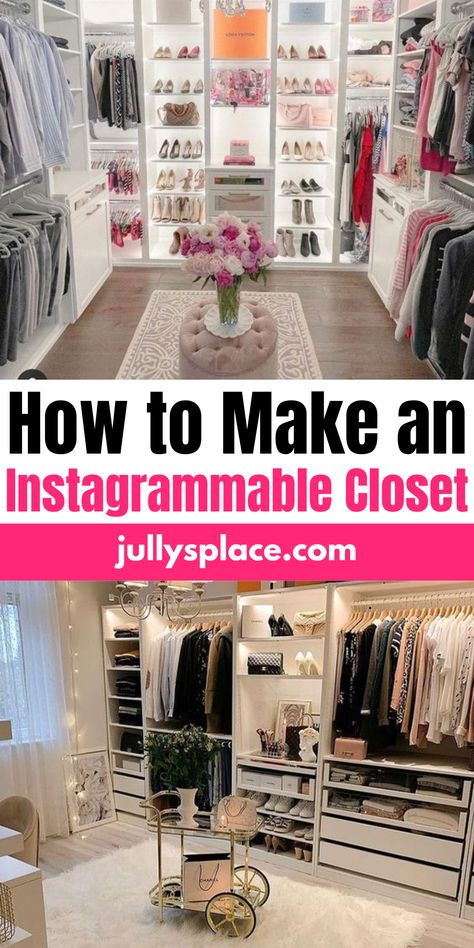 Instagrammable Closet Room Turned To Closet, Bedroom Transformed To Closet, Open Closet With Mirror, Turning Small Room Into Closet, Bedroom Closet Inspirations, Bedrooms Turned Into Closets, Diy Bedroom To Closet Ideas, How To Turn A Spare Bedroom Into A Closet, How To Decorate A Walk In Closet