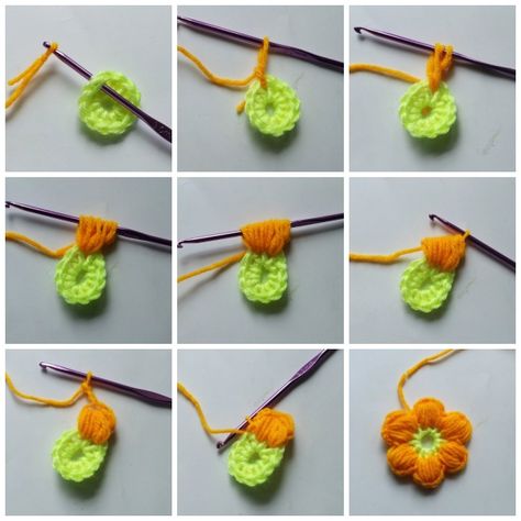 Crochet Chains, Pola Macrame, Crochet Puff Flower, Beau Crochet, Crochet Blanket Pattern Easy, Crochet Flowers Easy, Confection Au Crochet, Crochet Daisy, Crochet Simple