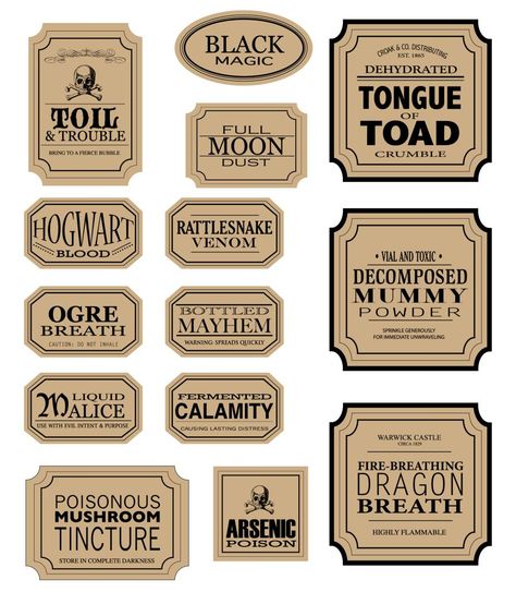 Printable Halloween Apothecary Labels Halloween Apothecary Labels Free, Free Potion Bottle Labels, Free Apothecary Labels Halloween Potions, Mini Labels Free Printable, Halloween Potion Labels Printables, Halloween Labels For Bottles, Apothecary Printables Free, Vintage Apothecary Labels Free Printable, Halloween Potion Bottles Free Printables