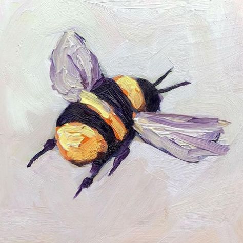 This is an oil painting by Julia Claire, a Los Angeles based artist. It is a bee flying with a white background. Artbook Design, Bee Artwork, Watercolor Portrait Painting, Animals And Nature, Bee Painting, Vinyl Record Art, Still Lifes, Record Art, Painting Artist