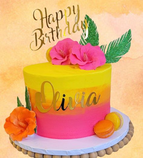 Hawaiian Cake Decorations, Aloha Cake Ideas Birthday, Tropical Cakes Birthday, Simple Hawaiian Cake Ideas, Luau Birthday Cake Ideas, Tiki Party Cake, Luau Cakes For Adults, Luau Graduation Cake, Aloha Party Cake