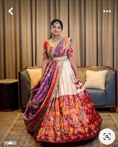 Paithani Half Saree Designs, Half Saree Designs South Indian, Viranica Manchu, Patola Lehenga, Lehenga Ideas, Half Saree Function, Western Dresses For Women, Lehenga Saree Design, Simple Lehenga