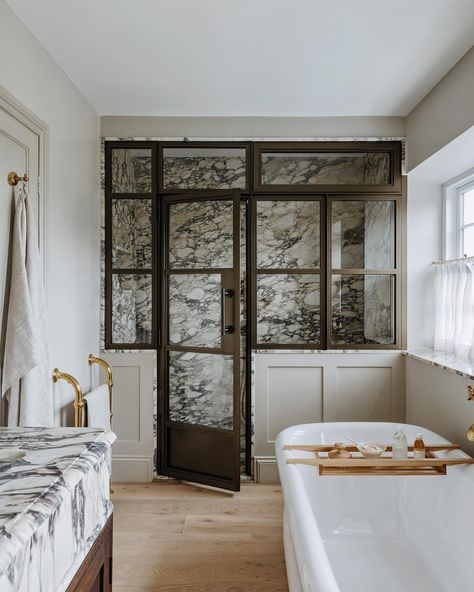 ATLANTA INTERIOR DESIGNER | “When life gives you Monday, dip it in glitter and sparkle all day.” — Ella Woodward⁣ I just love this little collection of light… | Instagram Bathroom Marble, Monday Inspiration, Double Shower, Blank Slate, Old Farmhouse, Dream Bathroom, Interior Design Portfolio, Soaking Tub, Shop Interior Design