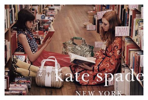 Kate Spade Ad 2006 | thecatsmeow48 | Flickr Vintage Kate Spade, Tim Walker, Campaign Fashion, Woman Reading, Reading A Book, Classy And Fabulous, I Love Books, Ad Campaign, Louis Vuitton Bag Neverfull