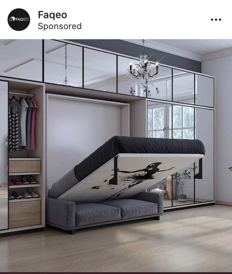 Wall Folding Bed, Space Saving Furniture Bedroom, Horizontal Murphy Bed, Simple Bed Designs, Beds For Small Spaces, Bedroom Design Trends, Hidden Bed, Foldable Bed, Folding Furniture