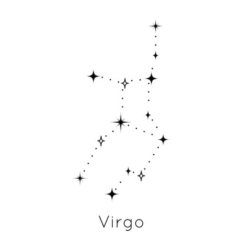 Zodiac constellation sign virgo astrolog... | Premium Vector #Freepik #vector #star-map #constellation #astrology-background #galaxy-pattern Virgo Sign Tattoo, Star Constellation Tattoo, Zwilling Tattoo, Virgo Tattoo Designs, Virgo Constellation Tattoo, Virgo Star, Astrology Tattoo, Horoscope Tattoos, Petit Tattoo