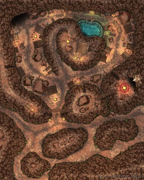 Red Canyon Bandit Camp [40 x 100] | Patreon Desert Bandit, Bandit Camp, Underwater River, Desert Map, Red Canyon, Cartographers Guild, Fantasy Town, Fantasy Maps, Small Lake