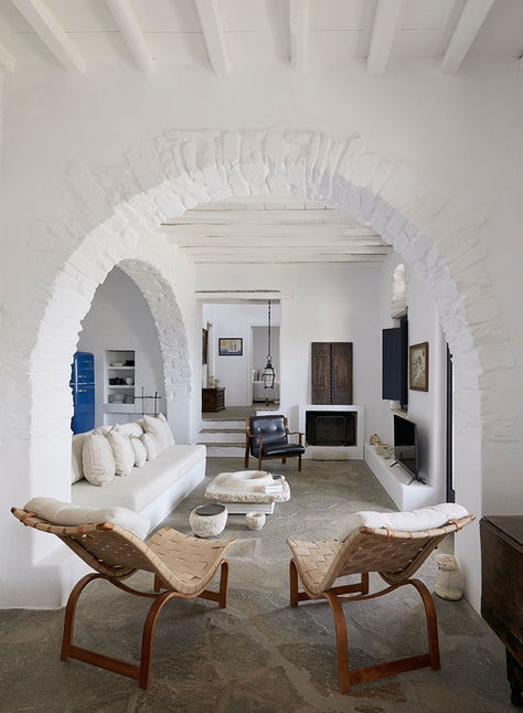 Scout & Nimble Blog | Interior Design Home Tours, Inspiration & More Greek House Interior, Wabi Sabi Interior Design, Style Ibiza, Wabi Sabi Interior, Island House, Style Deco, Rustic Living Room, Village Houses, Modern Country