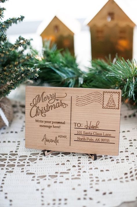 Wooden Christmas Postcard-Personalized gift-Wooden Letter-Gift For Him- Gift for Her-Wood Postcard - By Urban Forest Woodworking First Wedding Anniversary Gift, Thoughtful Gifts For Him, Wood Postcard, David Michael, First Wedding Anniversary, First Anniversary Gifts, Wooden Letter, Letter Gifts, Christmas Postcard