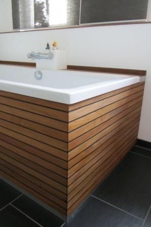 Bath Panel Ideas, Bathroom And Toilet Ideas, Tub Skirt, Bath Side Panel, Bathroom Layout Plans, Wood Tile Bathroom, Toilet Ideas, Drop In Tub, Japandi Home