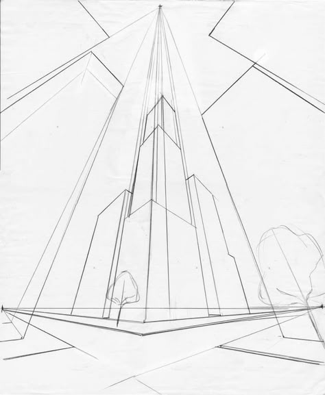 Three Point Perspective Drawing Sketches, How To Draw 3 Point Perspective, 3 Point Perspective Art, 3 Point Perspective Drawing Tutorials, Prespective Sketches 3 Point, Three Point Perspective Building, 3 Perspective Drawing, 1 Pt Perspective Drawing, Perspective 3 Point