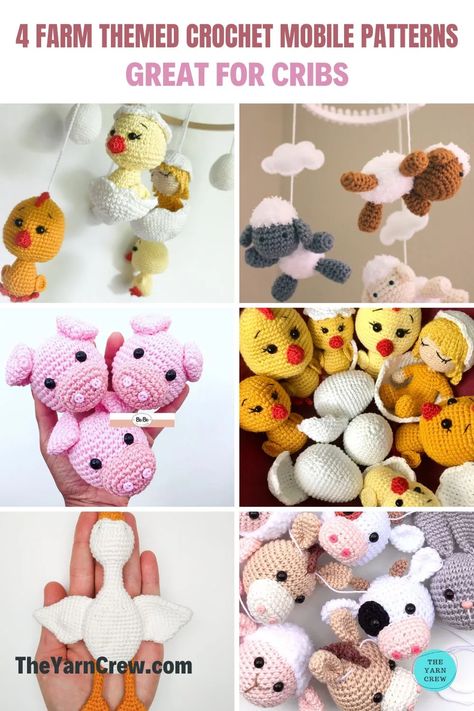 I have a collection of farm-themed crochet mobile patterns. Crochet any of these adorable mobile patterns for your nursery. Check out the entire collection of crochet patterns and save your favorite for later. Crochet patterns curated by TheYarnCrew. Room Crochet, Crochet Crib, Quick Easy Crochet, Farm Nursery Theme, Crochet Pocket, Crochet Butterfly Pattern, Crochet Mobile, Crochet Home Decor, Crochet Borders