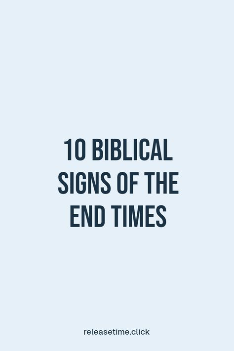 Curious about the signs that might indicate the end times? The Bible reveals ten intriguing signs that many believe are essential markers. From the rise of natural disasters and societal changes to spiritual crises, these signs are both alarming and thought-provoking. Explore these indicators from scripture that have captivated believers for generations. Dive into these prophetic clues and see how they relate to today's world End Times Prophecy Signs The Bible, Bible End Times, End Times Prophecy, End Of Times, The End Times, End Times, Bible Study Notes, Bible Prophecy, Study Notes